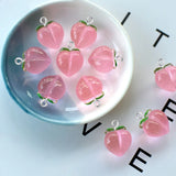 10Pcs Transparent Peach Resin Charms for DIY Jewelry Making