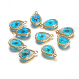 10Pcs Copper Water Drop Glass Dried Flower Charms DIY Jewelry Making
