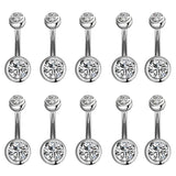 10Pcs Medical Rhinestone Belly Button Rings Set