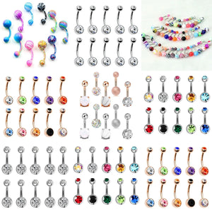 10Pcs Medical Rhinestone Belly Button Rings Set