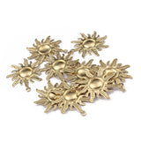 10Pcs Raw Brass Sun Charms Pendant for DIY Earrings Necklace