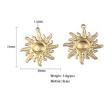 10Pcs Raw Brass Sun Charms Pendant for DIY Earrings Necklace