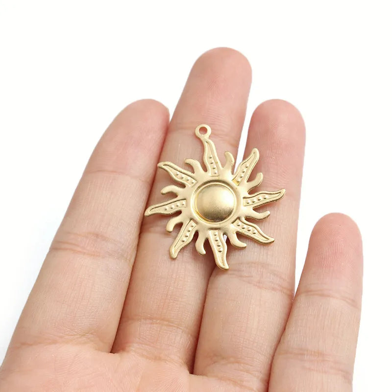 10Pcs Raw Brass Sun Charms Pendant for DIY Earrings Necklace