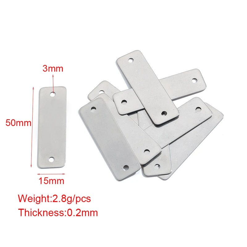 10Pcs Stainless Steel Squares Charms For DIY Jewelry
