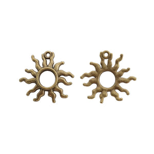 10Pcs Antique Bronze Sun Pendants DIY Jewelry Making