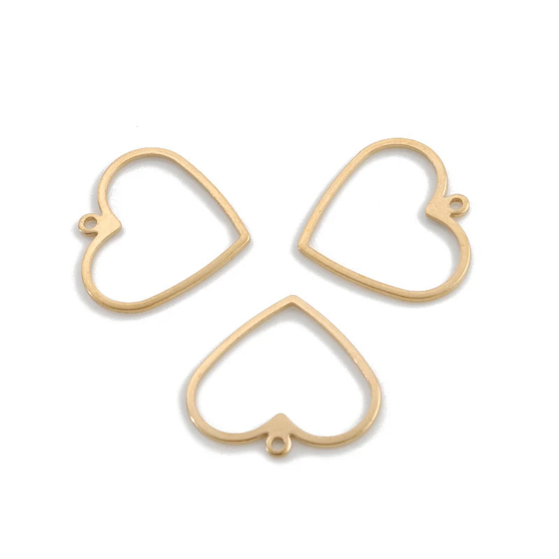 10Pcs Vintage Hollow Heart Charms DIY Jewelry Making Supplies