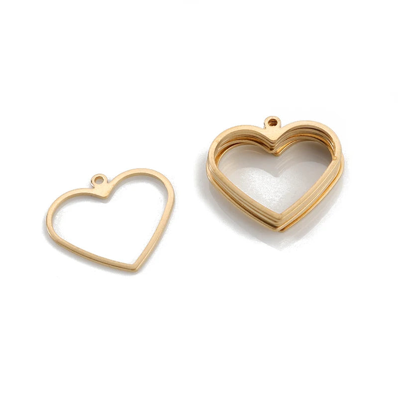 10Pcs Vintage Hollow Heart Charms DIY Jewelry Making Supplies