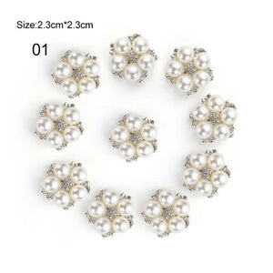 10Pcs Mixed Flat Back DIY Jewelry Accessories Diamond Alloy Pearls Base Settings