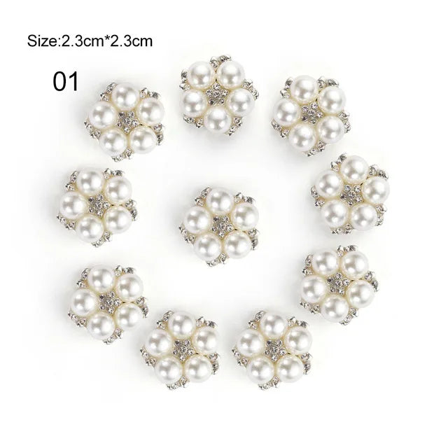 10Pcs Mixed Flat Back DIY Jewelry Accessories Diamond Alloy Pearls Base Settings