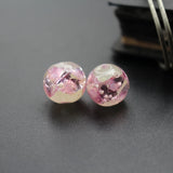 10Pcs 10mm Pink Foil Glass Beads for Jewelry Making