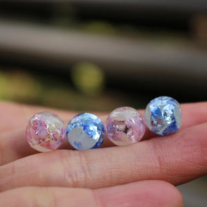 10Pcs 10mm Pink Foil Glass Beads for Jewelry Making