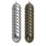 10 Antique Bronze Silver Oval Bezel Pendant Trays Glass Cabochons