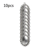 10 Antique Bronze Silver Oval Bezel Pendant Trays Glass Cabochons