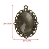 10 Antique Bronze Silver Oval Bezel Pendant Trays Glass Cabochons