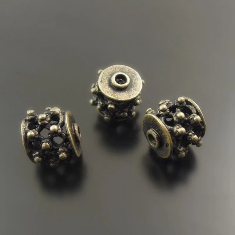 Antique Bronze Tone Hollow Brass Beads Charms Necklace Pendant
