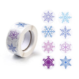 Snowflake Pattern Flat Round Roll Stickers Christmas Self-Adhesive Tag