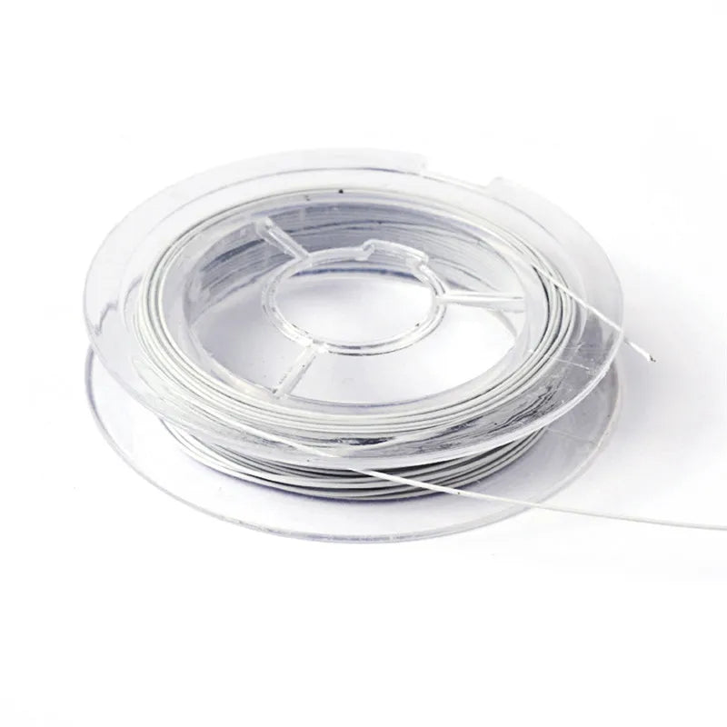 10 Rolls Steel Tiger Tail Beading Wire WhiteSmoke Stainless Steel 0.38mm 10m