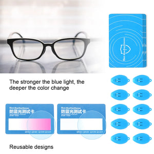 Anti-Blue Light Test Card & Glasses UV Kit