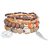 Bohemian Crystal Beads Rope Bracelet Heart Charm Wrap Pulseira