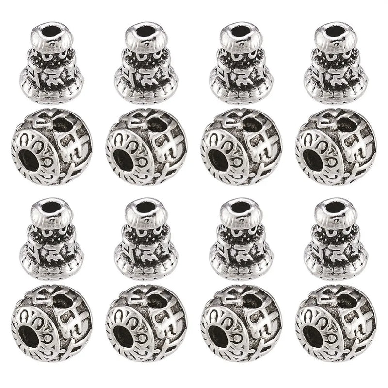 10Pcs Tibetan Antique Silver Beads for DIY Necklace Bracelet Jewelry Making