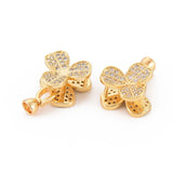 10 Sets Brass CZ Fold Over Clasps Butterfly & Flower for DIY Jewelry
