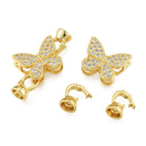 10 Sets Brass CZ Fold Over Clasps Butterfly & Flower for DIY Jewelry