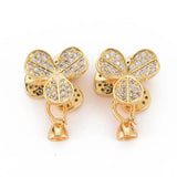 10 Sets Brass CZ Fold Over Clasps Butterfly & Flower for DIY Jewelry