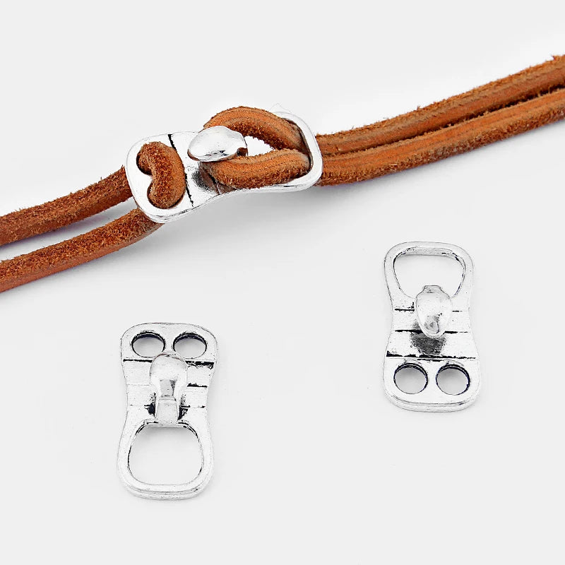 10Sets Double Holes Hook Clasp for 5mm Round Leather Cord