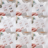 Heart Flower Stud Earring Set For Women Girls Pearl Crystal Jewelry