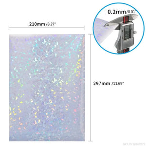 10 Sheets Holographic Overlay Vinyl A4 Self-Adhesive Waterproof Sticker Paper