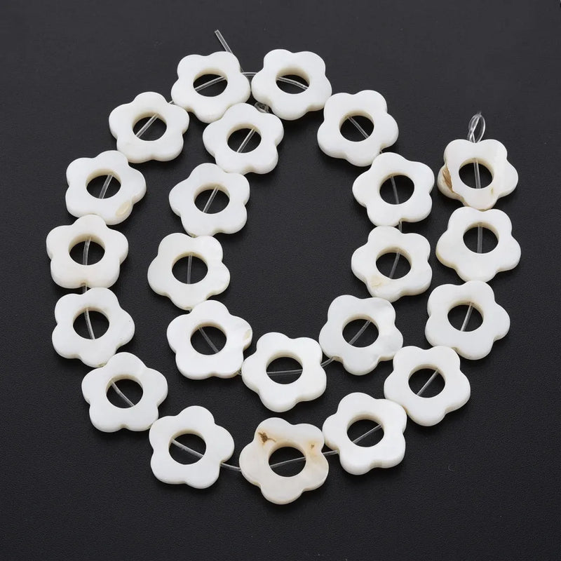 10 Strand Shell Flower Beads for DIY Jewelry Making, 23~24pcs/Strand