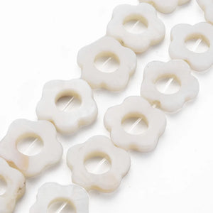 10 Strand Shell Flower Beads for DIY Jewelry Making, 23~24pcs/Strand
