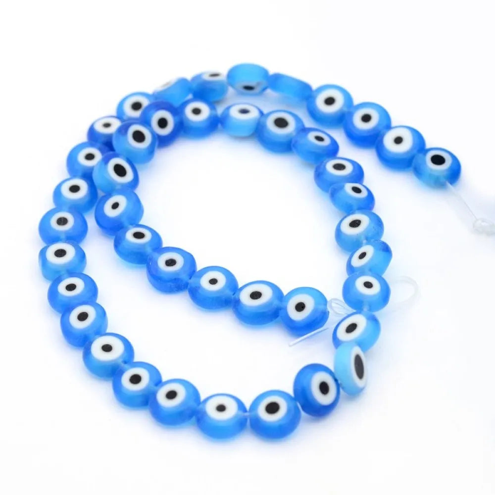 10 Strand Lampwork Flat Round Beads 8mm Mix for DIY Jewelry Making