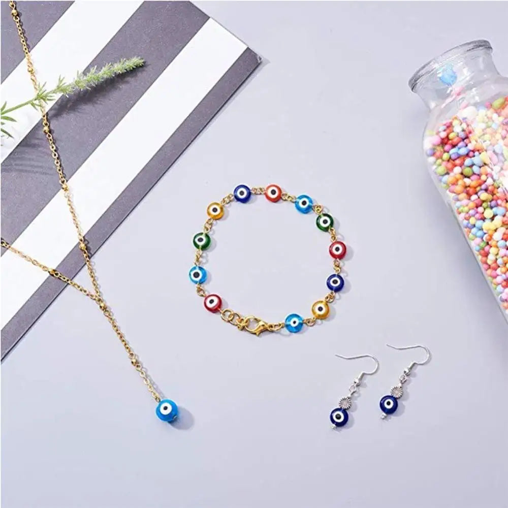10 Strand Lampwork Flat Round Beads 8mm Mix for DIY Jewelry Making