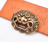 Antique Silver Chinese Guardian Foo Dog Lion Concho Screwback