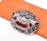 Antique Silver Chinese Guardian Foo Dog Lion Concho Screwback