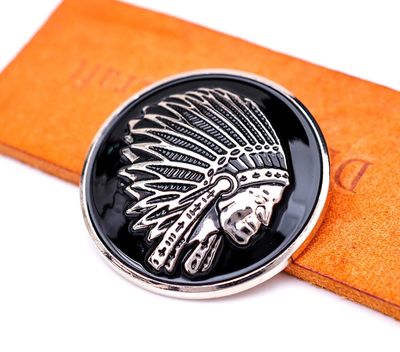 10X Bling Silver Indian Head Leathercraft Saddle Tack Belt Conchos