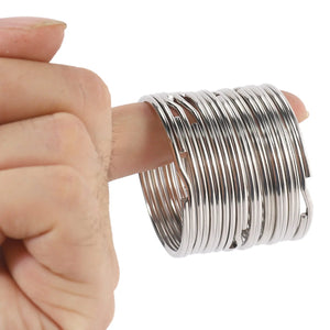 10X 50Mm Keyring Split Ring Set Nickel Heavy Duty Large Key Loop Spring Hoop