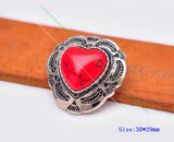 10X Silver Indian Flower Carved Red Heart Turquoise Concho Closure