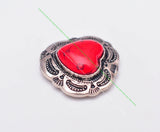 10X Silver Indian Flower Carved Red Heart Turquoise Concho Closure