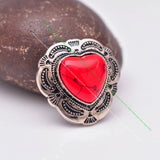 10X Silver Indian Flower Carved Red Heart Turquoise Concho Closure