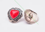 10X Silver Indian Flower Carved Red Heart Turquoise Concho Closure