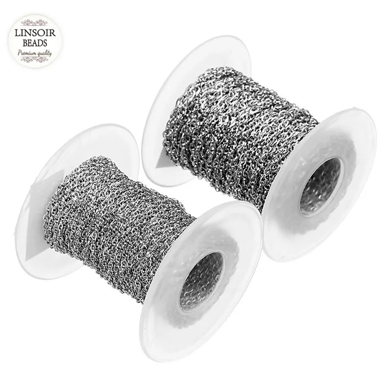 10Yards 2mm 2.5mm Width Stainless Steel Chain Bulk Chains