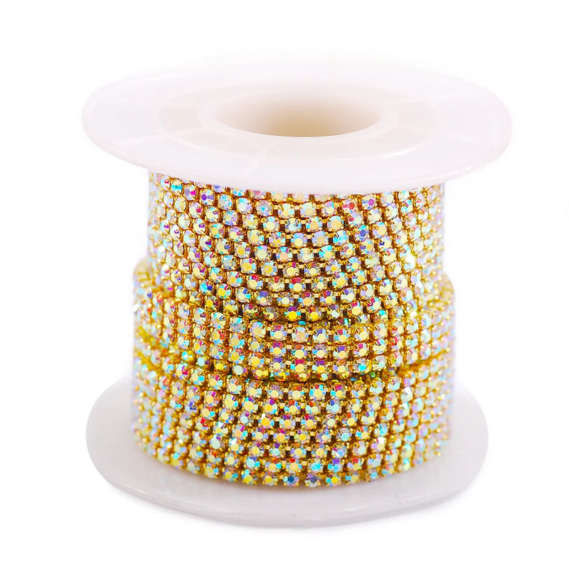 2mm Glittery Crystal Rhinestones Metal Chain DIY Bead Decoration Tool