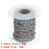 10Yds Roll Stainless Steel Cross Ball Bead Chains 1.5/2mm DIY Necklace Making