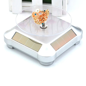 Silver Solar Display Stand Jewelry Watch Mobile Camera Showcase