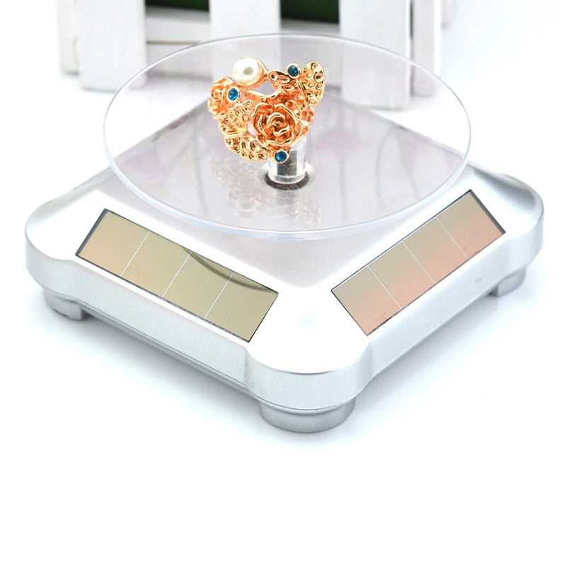 Silver Solar Display Stand Jewelry Watch Mobile Camera Showcase