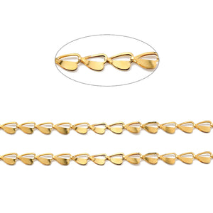 10m 304 Stainless Steel Heart Link Chains 9x6x1.5mm