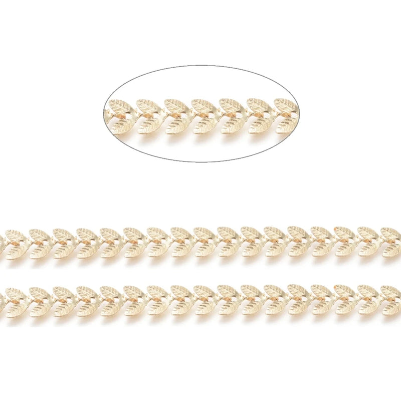 Brass Cobs Chains Soldered Leafs Link Chains for Jewelry Making DIY