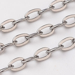10m Stainless Steel Flat Oval Cable Chains for Jewelry Making DIY Accessories